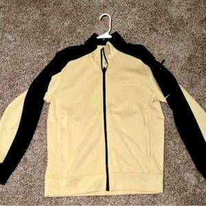Nike Dri Fit Mens Activewear Track Jacket Full Zip Long Sleeves Tan & Black- M